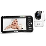 GHB Babyphone mit Kamera 5 Zoll LCD Display Babyphone Kamera VOX-Modus Gegensprechen Nachtsicht Temperaturanzeige Modell 2023
