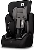 LIONELO LEVI SIMPLE Kindersitz 9-36kg, Kindersitz Auto, höhenverstellbare, vertiefte Kopfstütze, Seitenschut,z abnehmbare Rückenlehne, Sitzverkleinerer 5-Punkt-Gurte (BLACK)