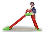 JAMARA 460501 - Rutsche Funny Slide - aus robustem Kunststoff, Rutschauslauf für sanfte Landungen, Breite Stufen und Sicherheitsgriffe, Stabilisierungsseil, rot