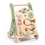 Tiny Love Holz Baby Lauflernwagen, 2-in-1 Activity Baby Lauflernhilfe, 12 interaktive Aktivitäten, motorische Fähigkeiten, kognitive Entwicklung, natürliches Design, 18+ Monate, Boho Chic