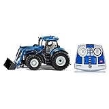 siku 6798, New Holland T7.315 Traktor mit Frontlader, Blau, Metall/Kunststoff, 1:32, Ferngesteuert, Inkl. Bluetooth-Fernsteuerung, Steuerung via App möglich