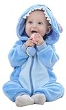 TMEOG Unisex Baby Romper Cute Warm Hase Stich Tier Lange Ärmel Reißverschluss Verdickte Fleece Herbst-Winter Kinderkleidung (80 cm (6-12 Monate), Stich)
