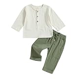 Geagodelia Baby Kleidung Set Junge Hose und Langarmshirt Bekleidungssets für Kleinkinder Baby Jungen Baumwolle Sommer Outfits (01 A - Grün, 6-12 Months)