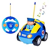 SGILE RC Auto Ferngesteuertes Spielzeugauto für Kleinkinder und Kinder, RC Polizeiauto mit Licht und Musik, Auto Spielzeug Cartoon Fahrzeug Geschenk Blau