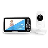 Babyphone mit Kamera und Audio HelloBaby Babyfon Video Baby Monitor 5' Großer LCD Bildschirm & Ferngesteuert Zwei-Wege-Talk VOX Nachtsicht Wecker, Temperaturüberwachung, Wiederaufladbar