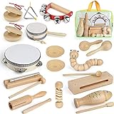 AILUKI 21 Stück Musikinstrumente Musical Instruments Set, Holz Percussion Set Schlagzeug Schlagwerk Rhythm Toys Musik Kinderspielzeug für Kleinkinder