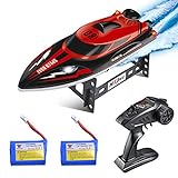 kuman Remote Control Boat, 25KM/H High Speed Waterproof Rc Racing Boat with 180º Flip Function,2.4GHz LCD Display Controller for Kids/Adults Pool & Outdoor Use KS1