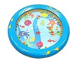 Musik für Kleine Meerestrommel Musikspielzeug für Kleinkinder und Babys ab 1 Jahr - 18 cm Durchmesser mit Fischapplikationen auch geeignet als Rassel, blau