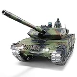 RC Panzer mit Schussfunktion ferngsteuert 'German Leopard 2A6' Heng Long 1:16 mit R&S, Metallgetriebe (Stahl) und Metallketten -2,4Ghz -V 7.0 - PRO