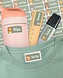 melu kids® Namensaufkleber für Kinder - Kleidung & Gegenstände (50 Stück) Kita/Schule - Namensschilder waschmaschinenfest und personalisiert (grün)