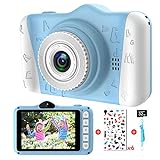 Kinderkamera - Digitalkamera Kinder mit 3,5-Zoll-Großbildschirm 1080P HD 12MP Eingebaute 32GB SD-Karte USB Wiederaufladbare Selfie Kamera für 3 - 10 Jahre Alter Mädchen Geburtstag Kinder Spielzeug